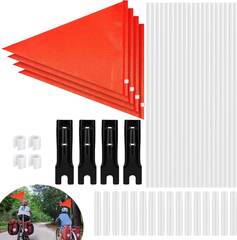 Jippedea 6 Ft Bike Safety Flag with Pole and Mounting Bracket,Adjustable High Visibility Waterproof Bicycle Trailer Safety Flags for Kids,Adults (4 Set) - Image 1